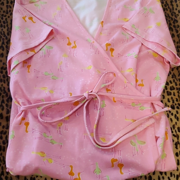 Lilly Pulitzer Pink Wrap Dress With Birds Sz XL - Picture 6 of 6